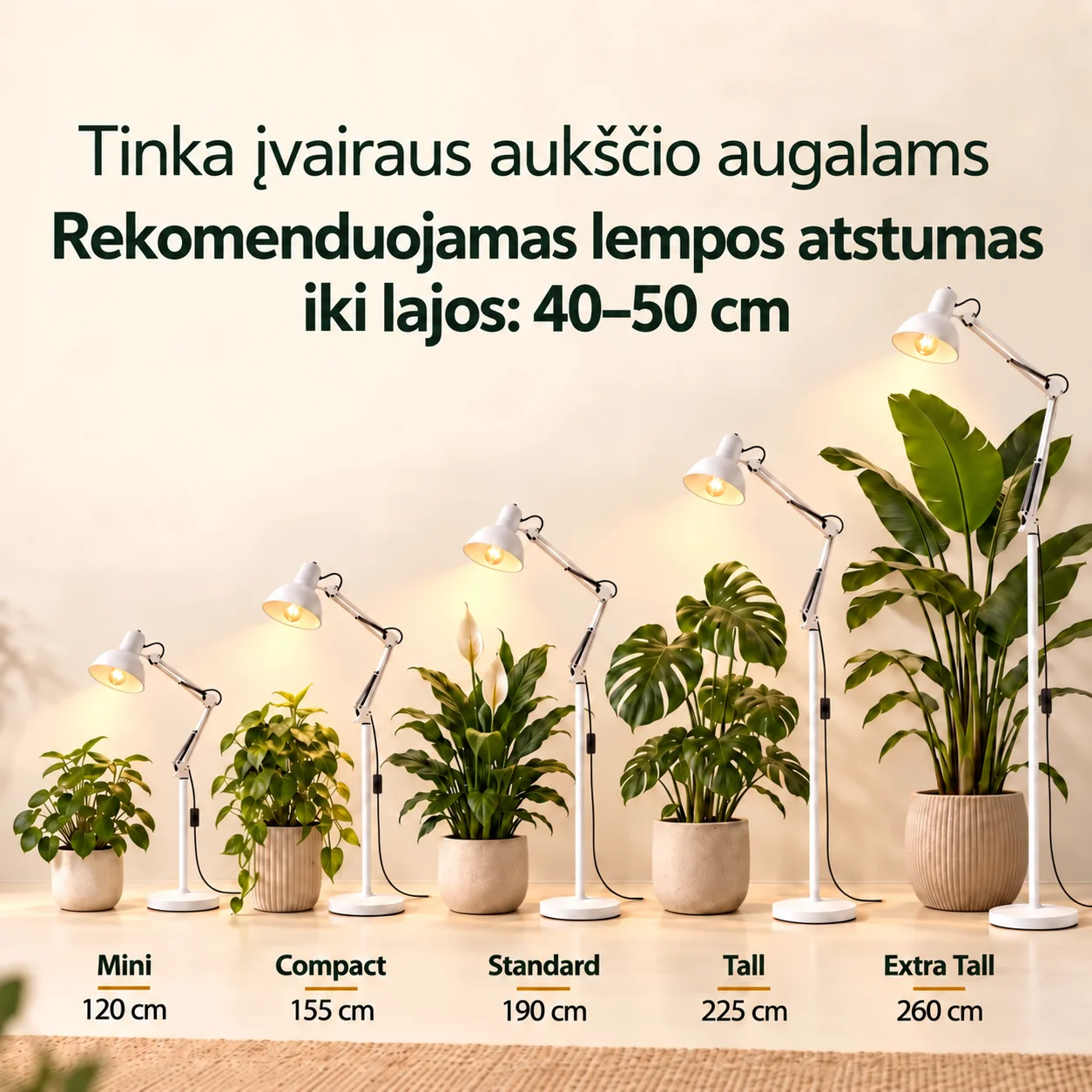 Pastatomas šviestuvas (toršeras) augalams Dr. PHOTON FLEX, E27, 120–260 cm, baltos spalvos - Image 2