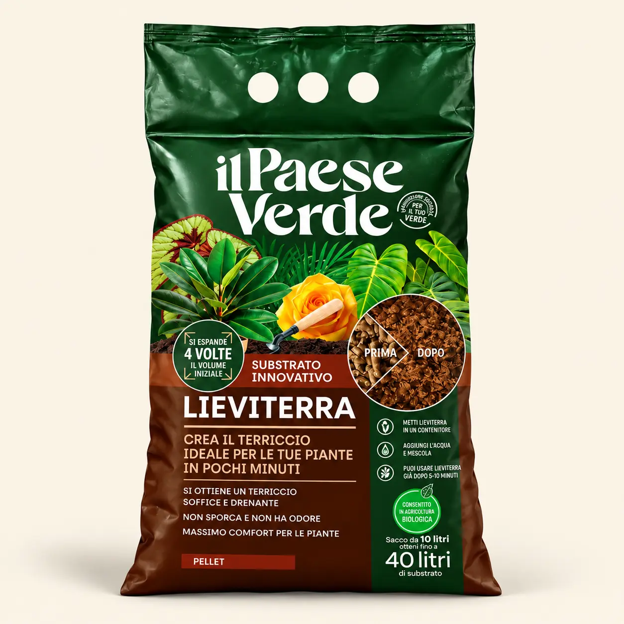Natūralus kanapių substratas granulėmis Il Paese Verde Lieviterra - Image 2