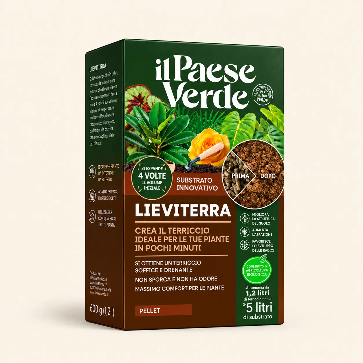 Natūralus kanapių substratas granulėmis Il Paese Verde Lieviterra